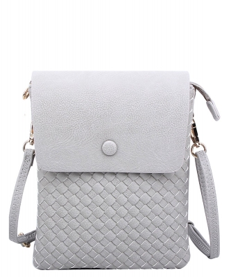 Fashion Woven Flapover Crossbody Bag WU113 GRAY